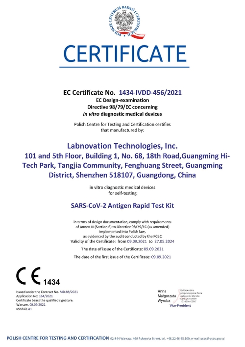 Paso rápido del equipo de la prueba del SARS-CoV-2 Antgen de Labnovation (para la Uno mismo-prueba) que el CE certificó