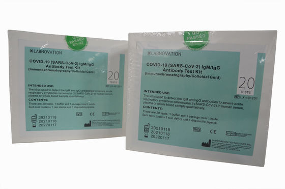 calidad  COVID-19 IgG IgM Antibody Rapid Test Kit Professional Use 20 Test Labnovation fábrica